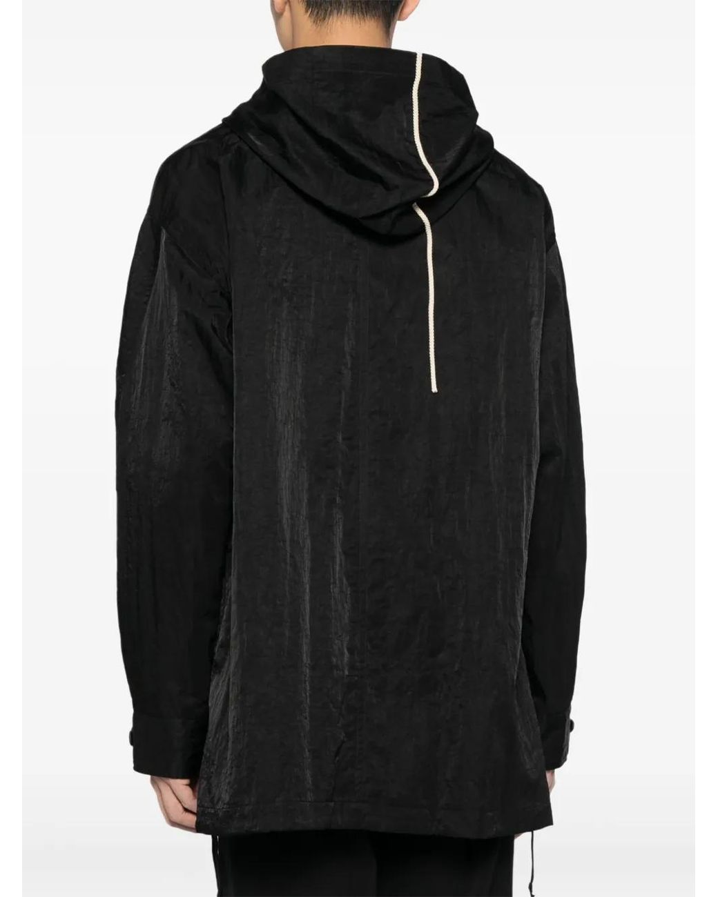 Yohji Yamamoto Black Asymmetric Hooded Jacket for men