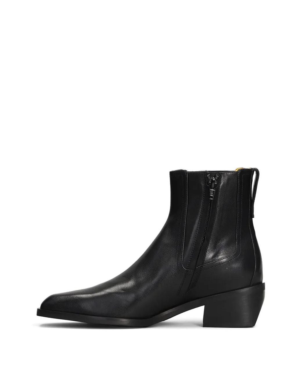 Mara Bini Black Square-Toe Leather Ankle Boots