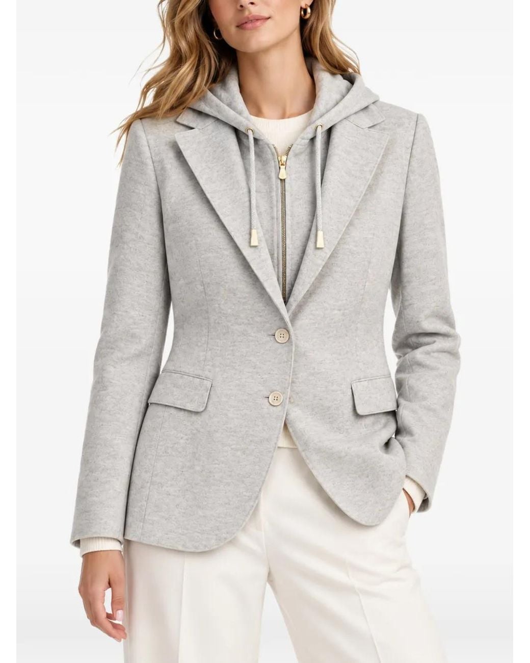 Eleventy Gray Hooded Layered Jacket