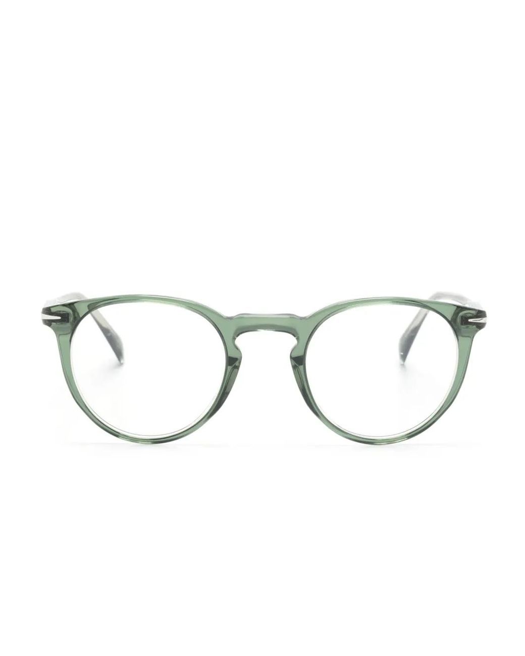 David Beckham Green Transparent Round-Frame Glasses for men