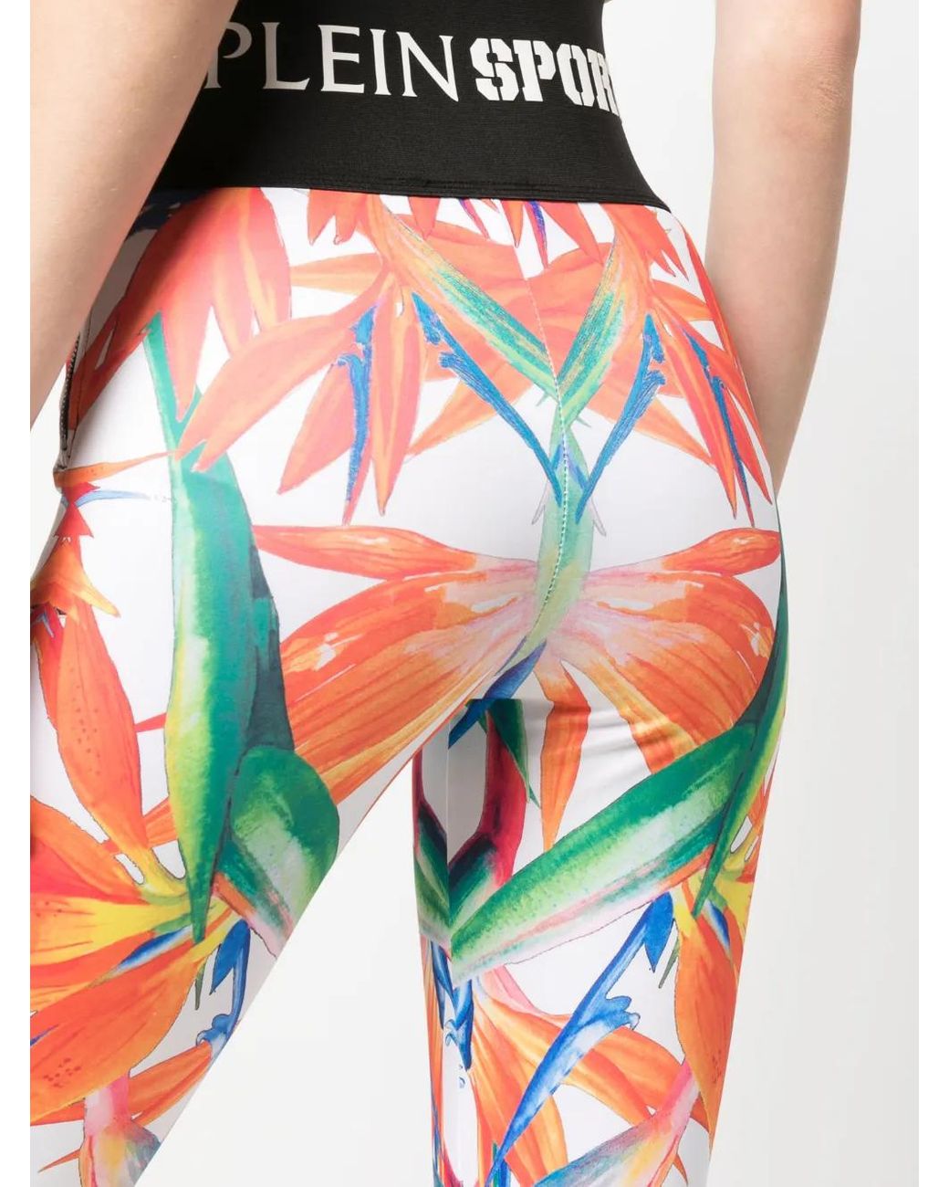 Philipp Plein Red Floral-Print Stretch Leggings