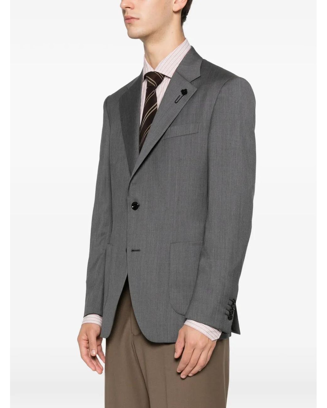 Lardini Gray Button-Up Blazer for men