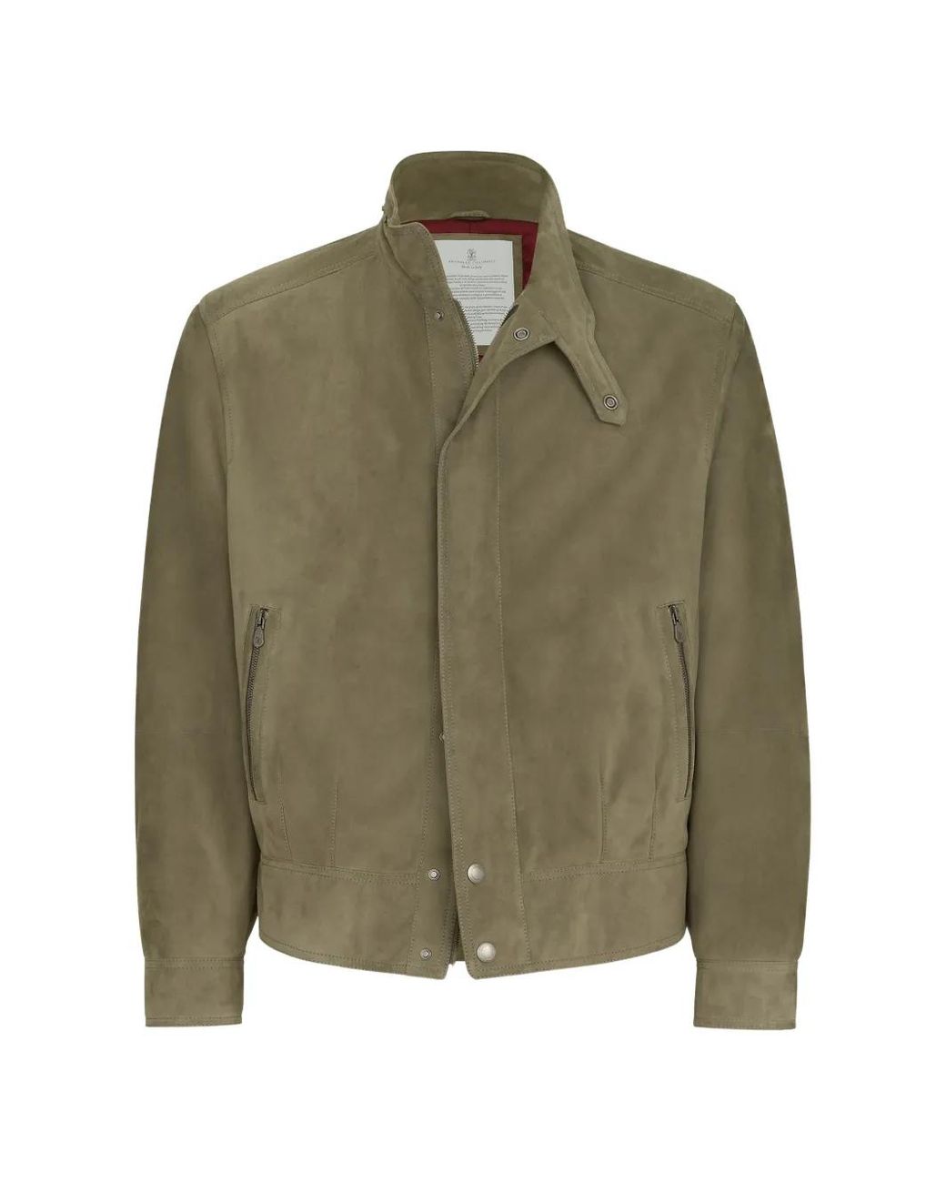 Brunello Cucinelli Green Padded Suede Outerwear Jacket for men