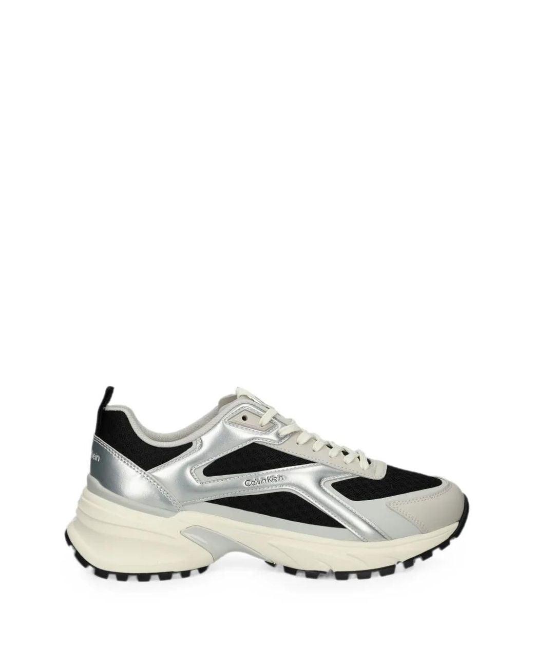 Calvin Klein White Metallic-Effect Panelled Sneakers