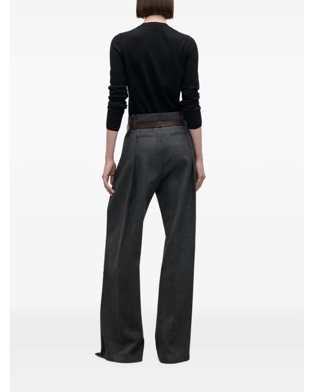 Victoria Beckham Black Ethel Wide-Leg Trousers