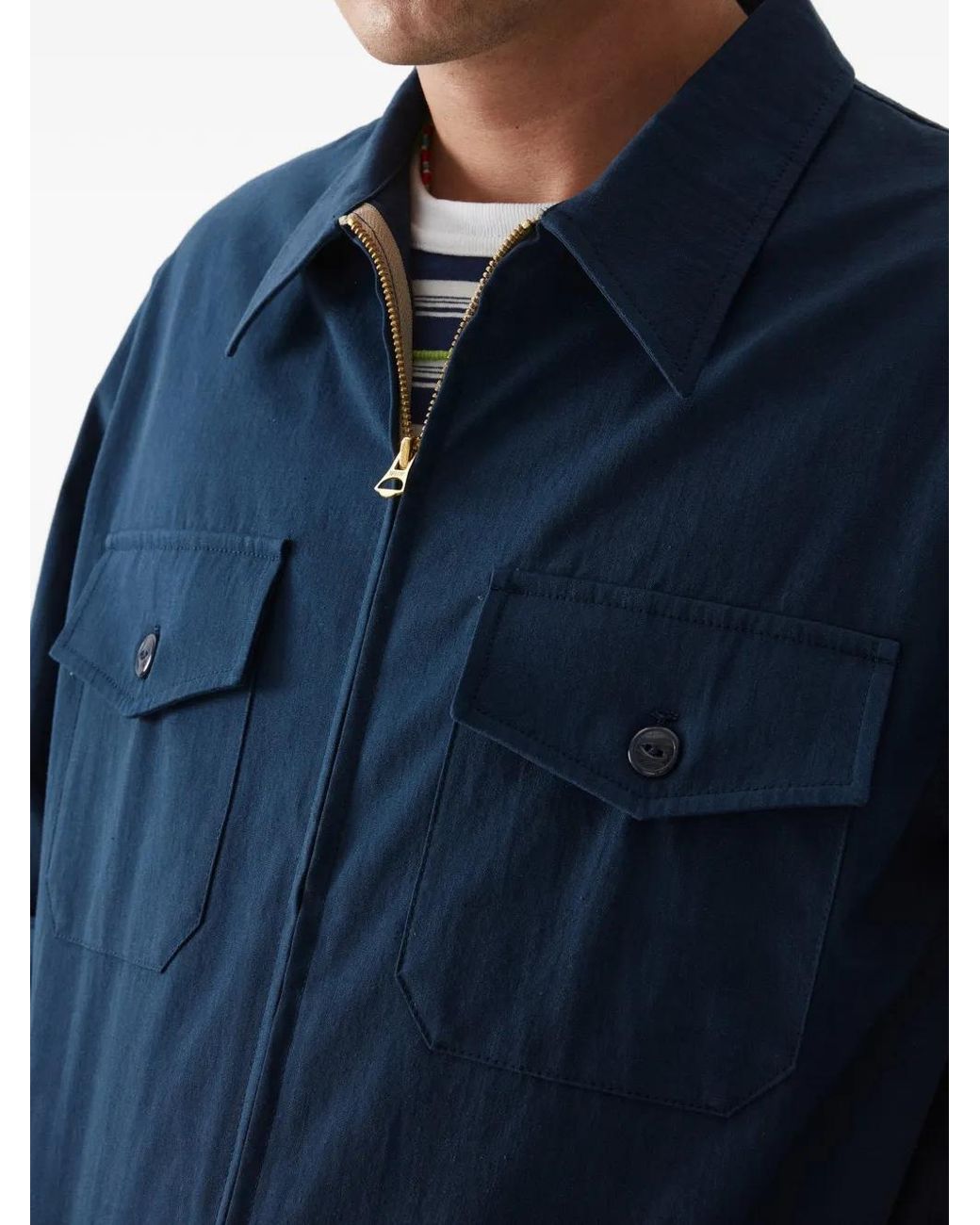 Fortela Blue Albert Zip-Up Shirt Jacket for men