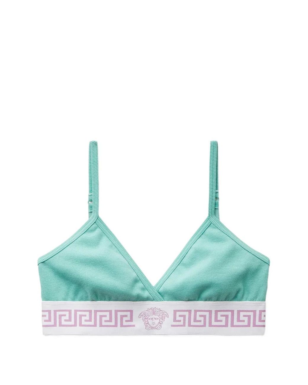 Versace Green Ribbed Cotton-Jersey Bralette