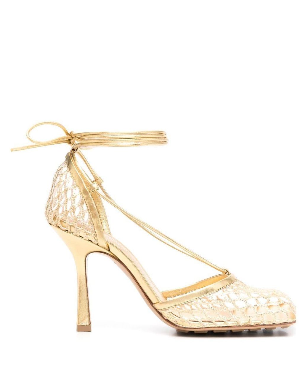 Bottega Leather Metalliceffect Laceup Pumps Lyst UK