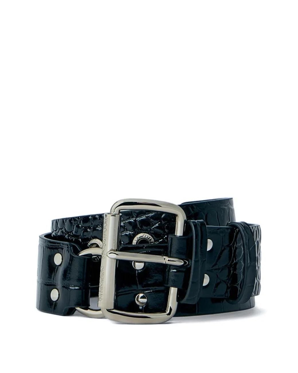 Vivienne Westwood Black Embossed Buckle Leather Belt