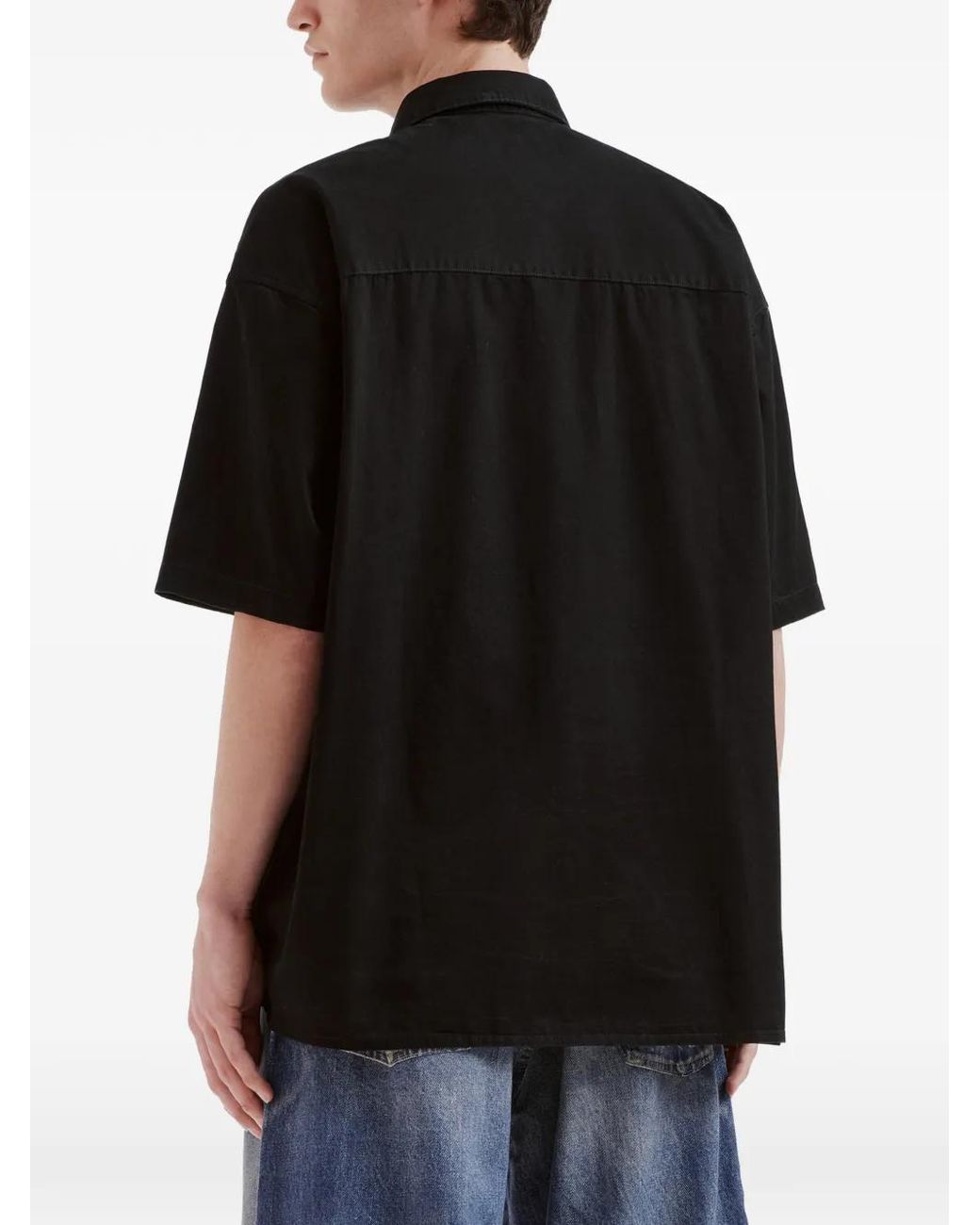 Izzue Black Teddy-Embroidered Shirt for men