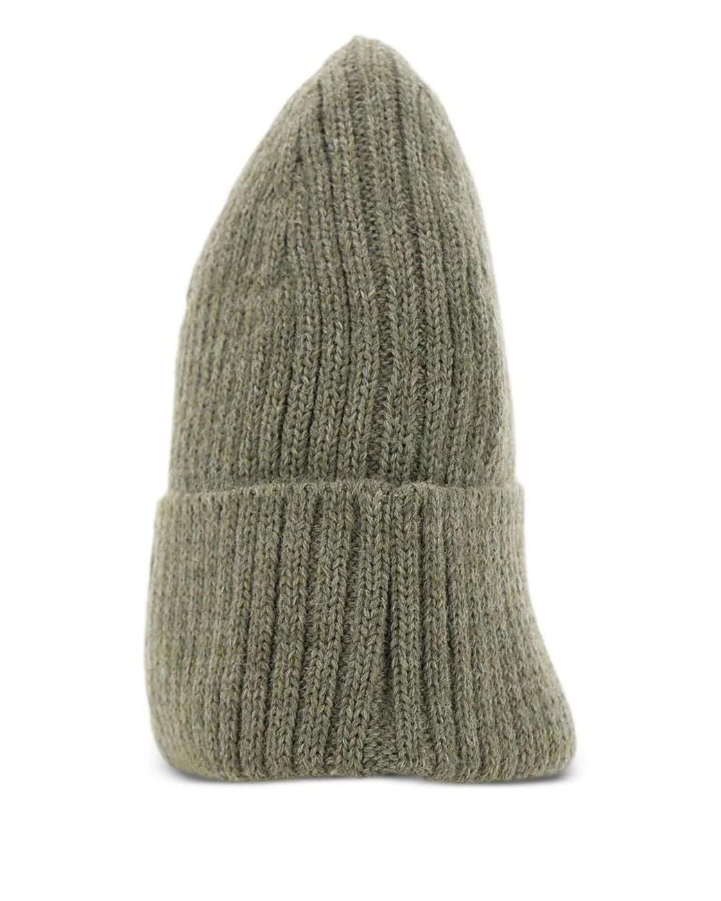 Maison Kitsuné Green Fox-Head Ribbed Beanie