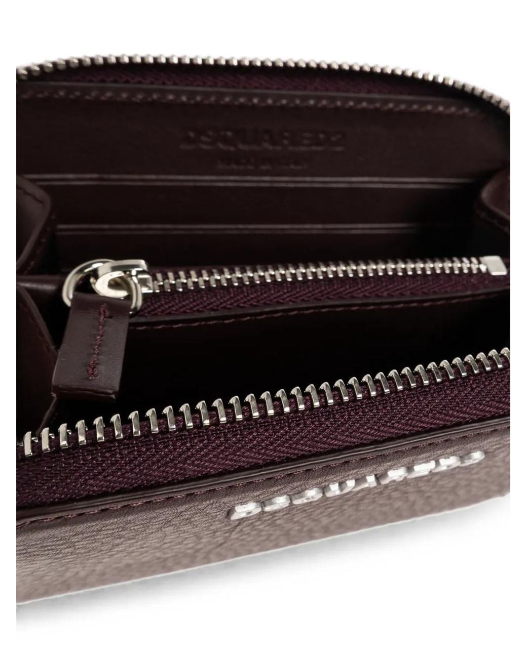 DSquared² Purple Logo-Plaque Pebbled-Leather Wallet