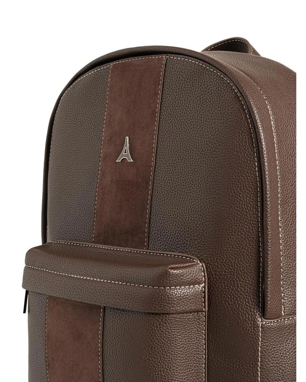 Manière De Voir Brown Lyon Suede Panel Backpack for men
