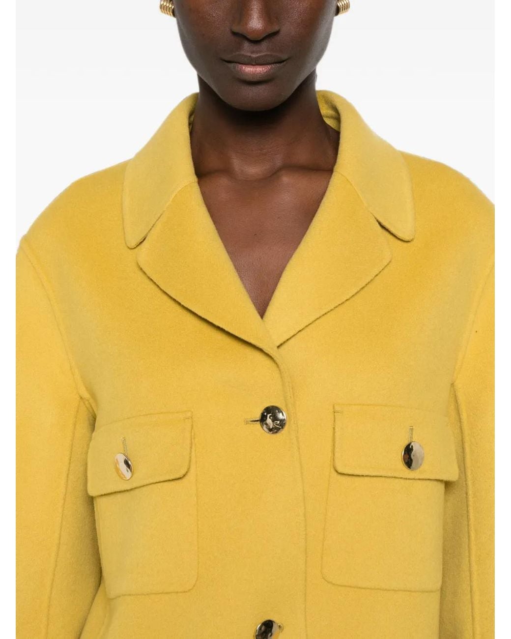 Max Mara Yellow Button-Up Chest-Pocket Jacket