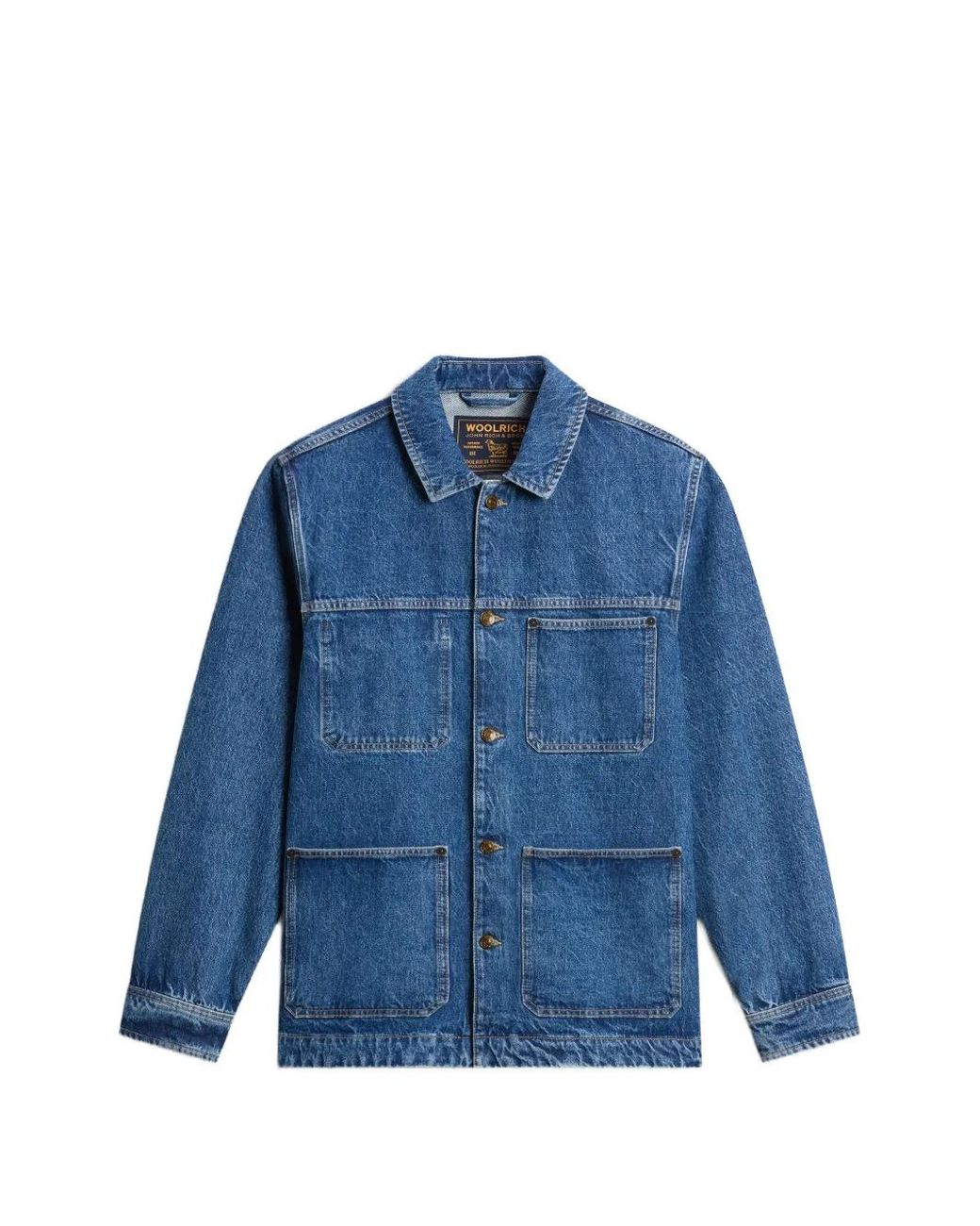 Woolrich Blue Veste En Jean À Poches Plaquées for men