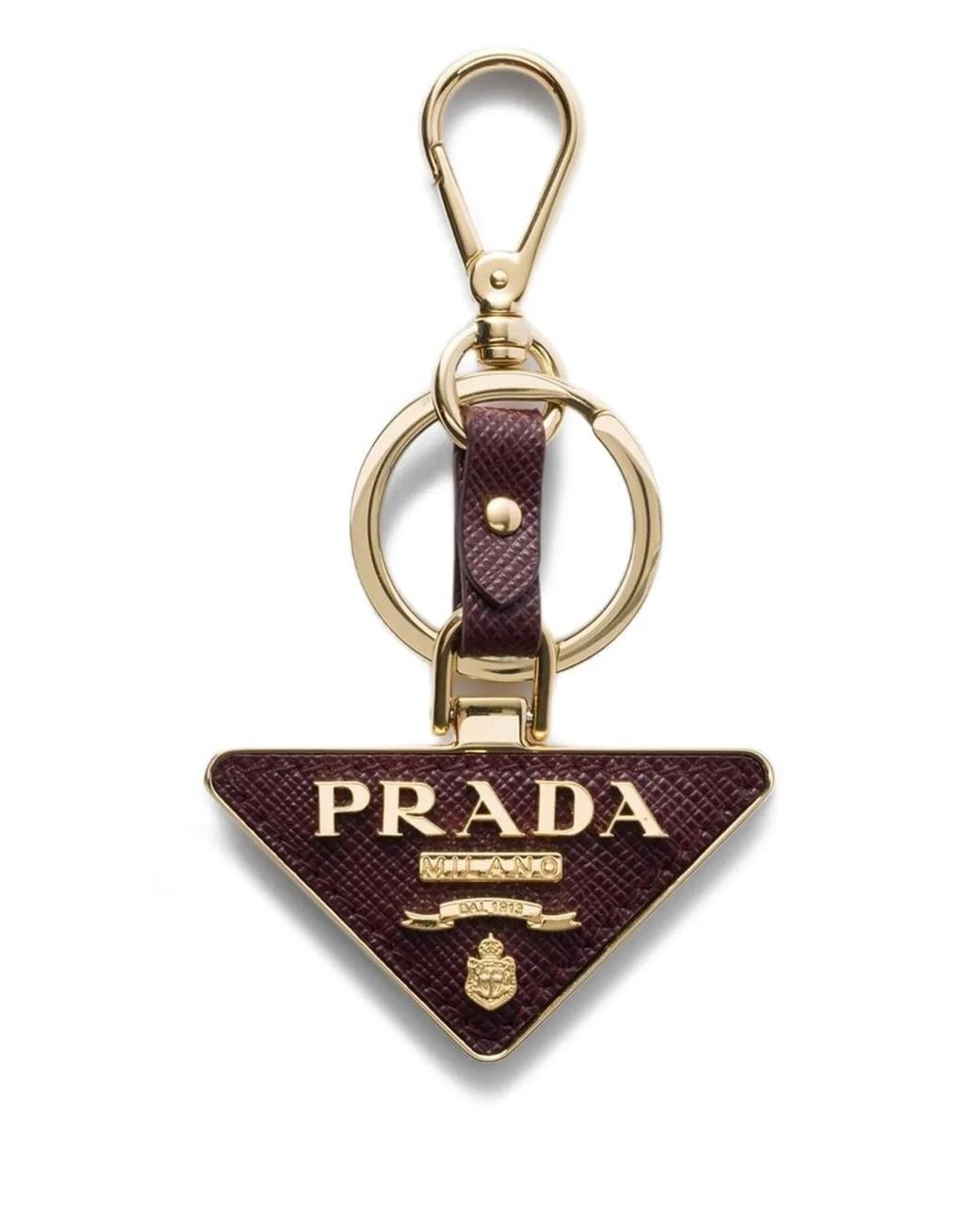 Prada White Saffiano Leather Keychain