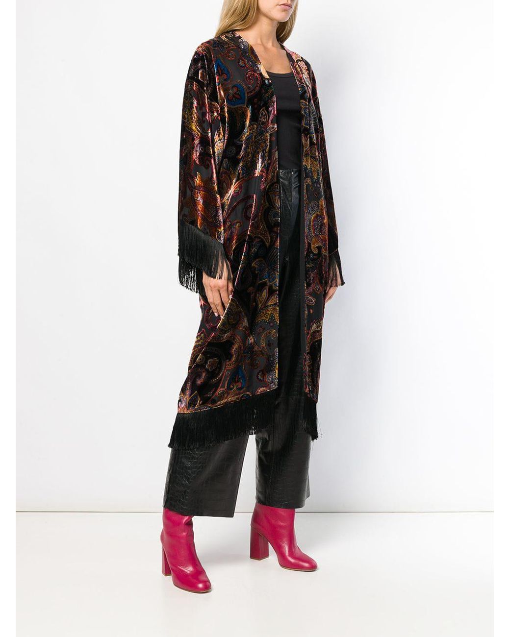 Etro Long Velvet Kimono in Black | Lyst Australia