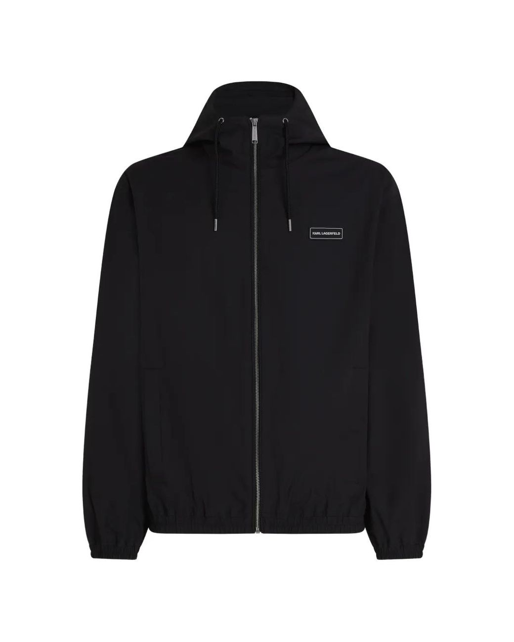 Karl Lagerfeld Black Logo-Patch Hooded Jacket for men