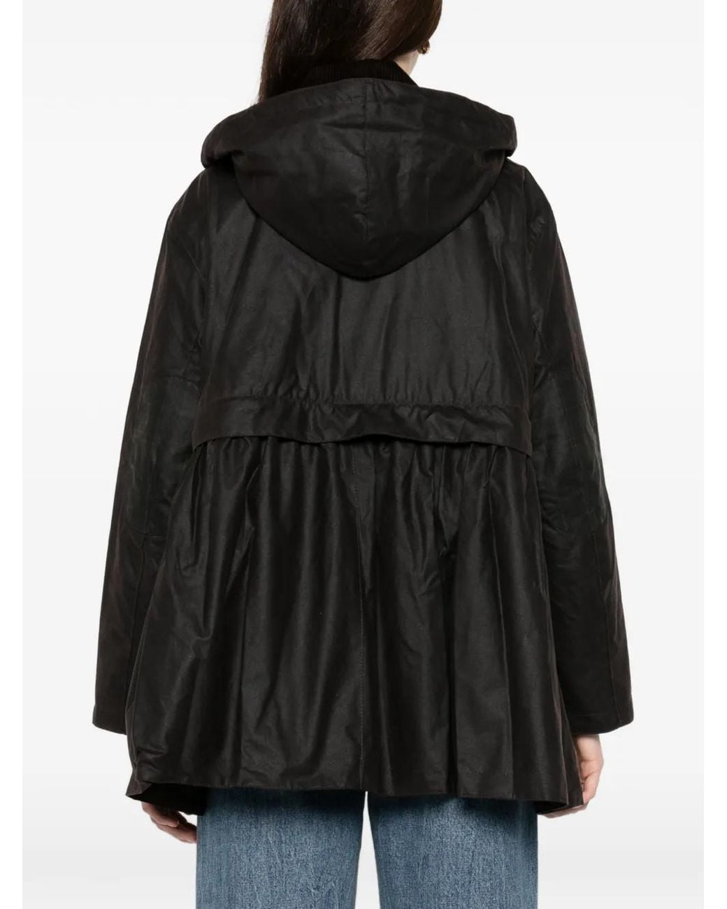 Barbour Black X Ganni Peplum Waxed Coat