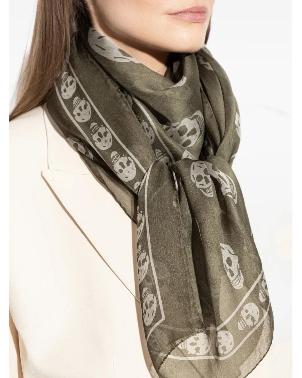 McQueen Metallic Classic Skull Foulard