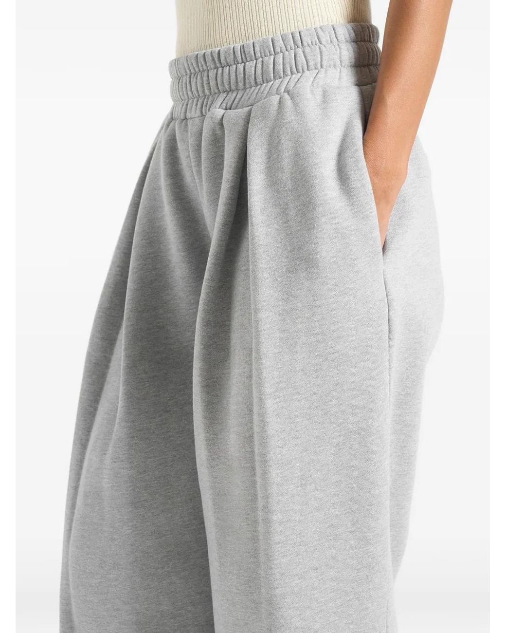 Manière De Voir White Fanny Straight Leg Box Pleat Joggers