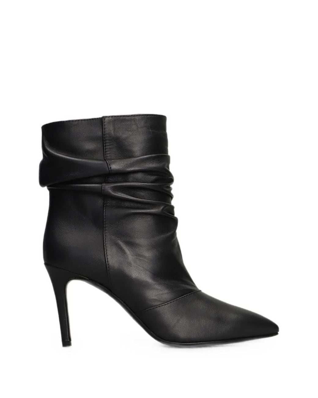 Via Roma 15 Black Ruched Pointed-Toe Ankle Boots