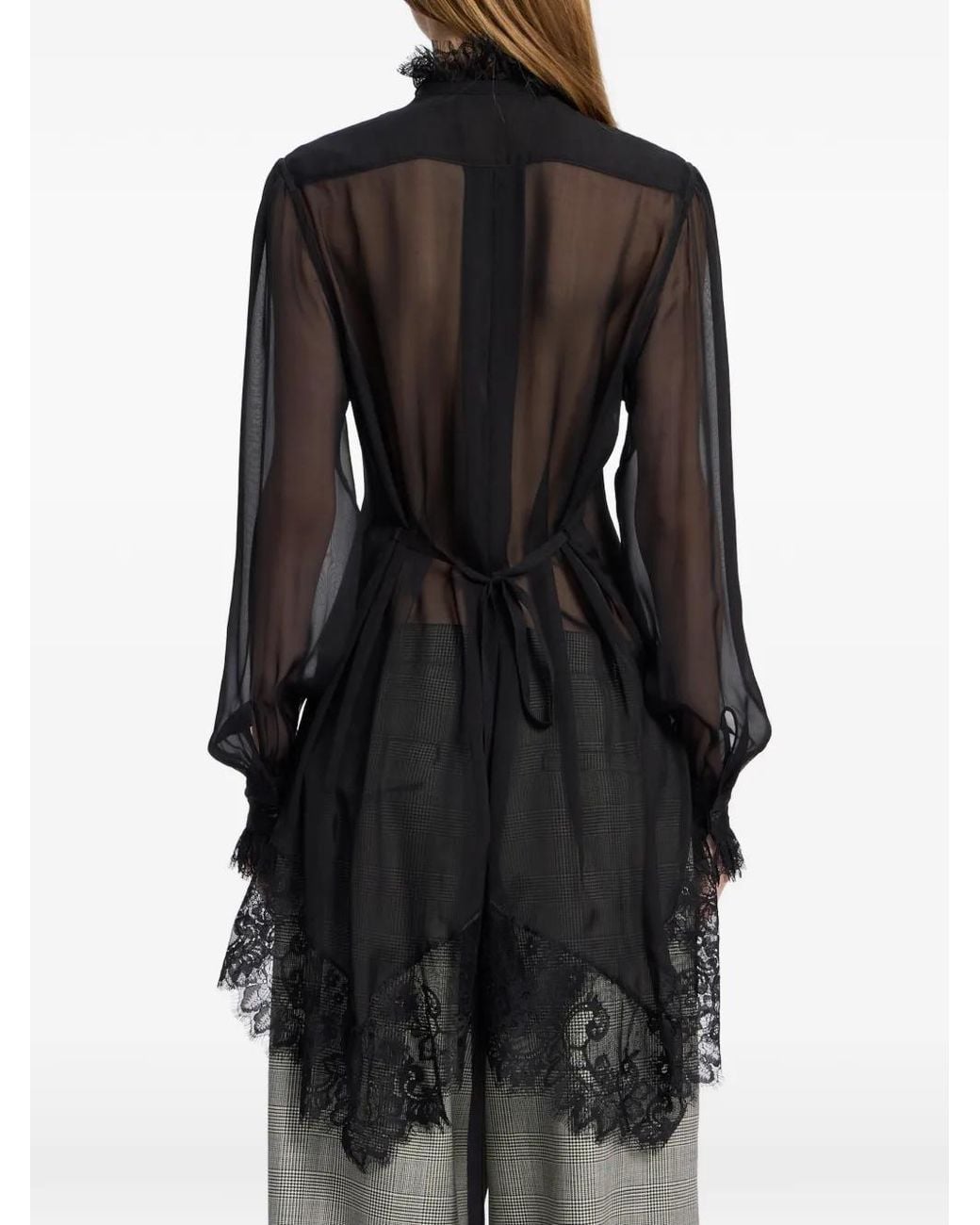 Ann Demeulemeester Black Barah Ruffled Lace-Trim Shirt