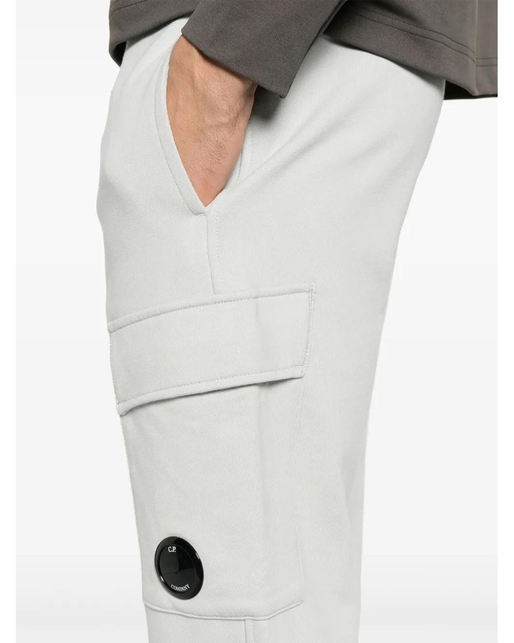 C P Company White Lens-Detailed Sweatpants for men
