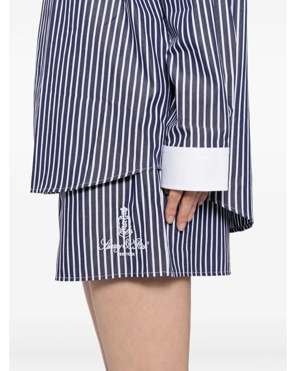 Sporty & Rich Blue Vendome Striped Shorts