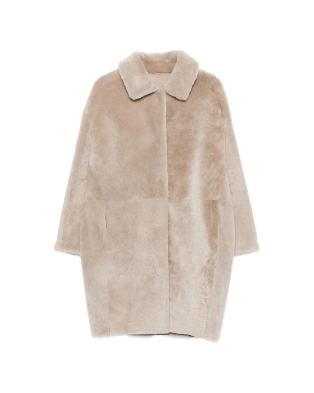 Manzoni 24 Natural Single-Breasted Long-Sleeve Coat