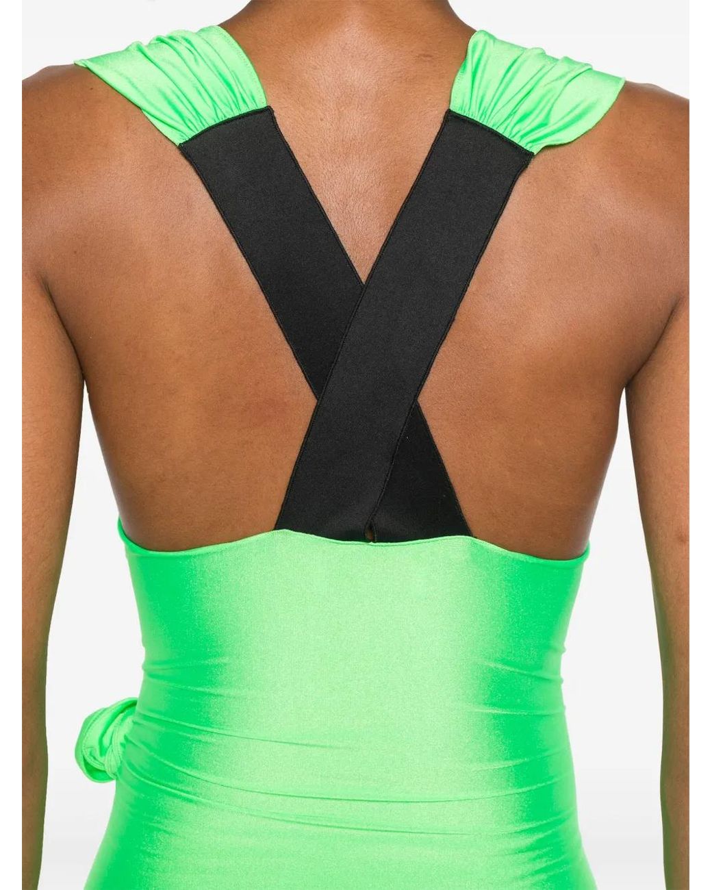 Coperni Green Floral-Appliqué Mini Dress