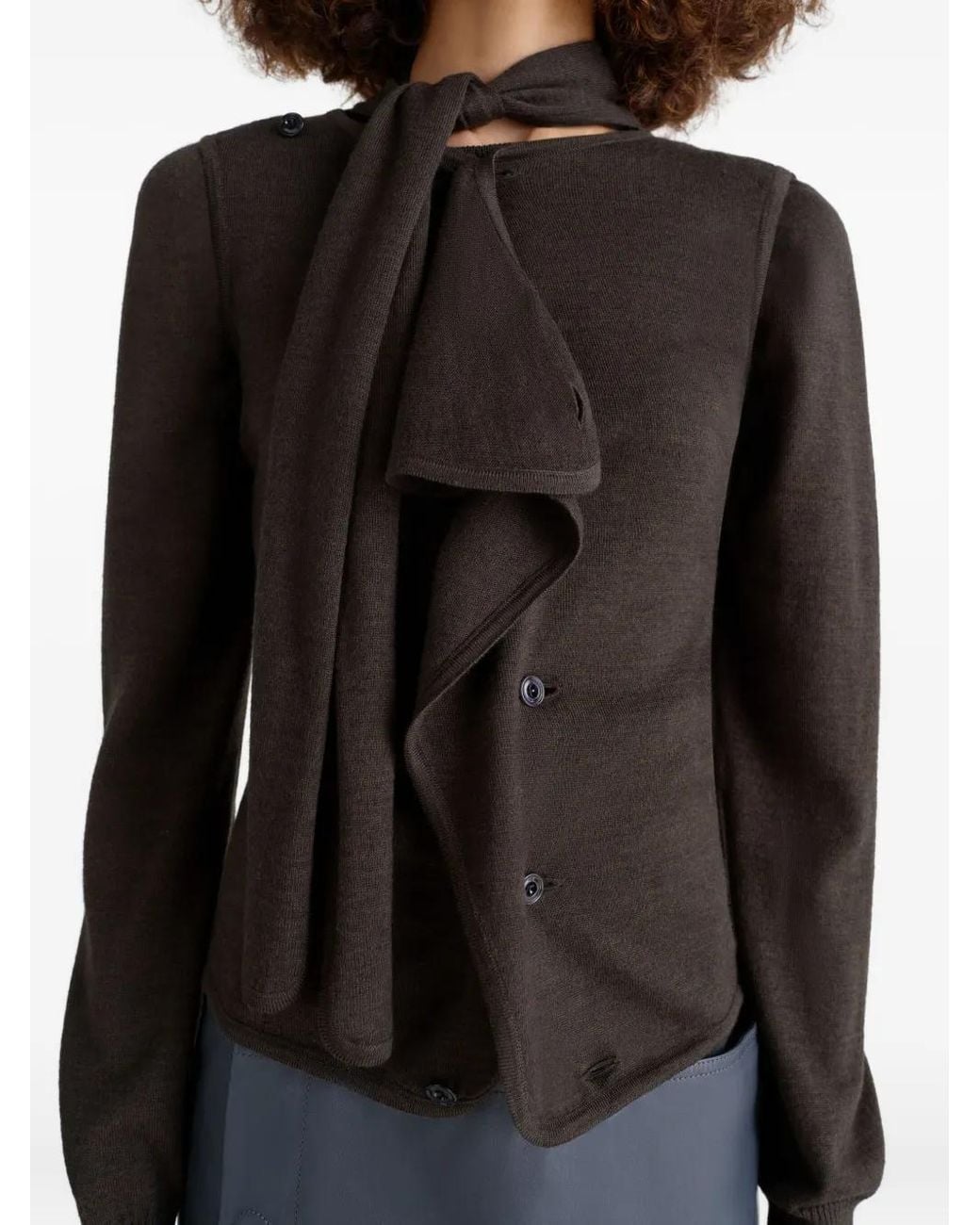 Lemaire Black Tie-Neck Asymmetrical Sleeveless Cardigan