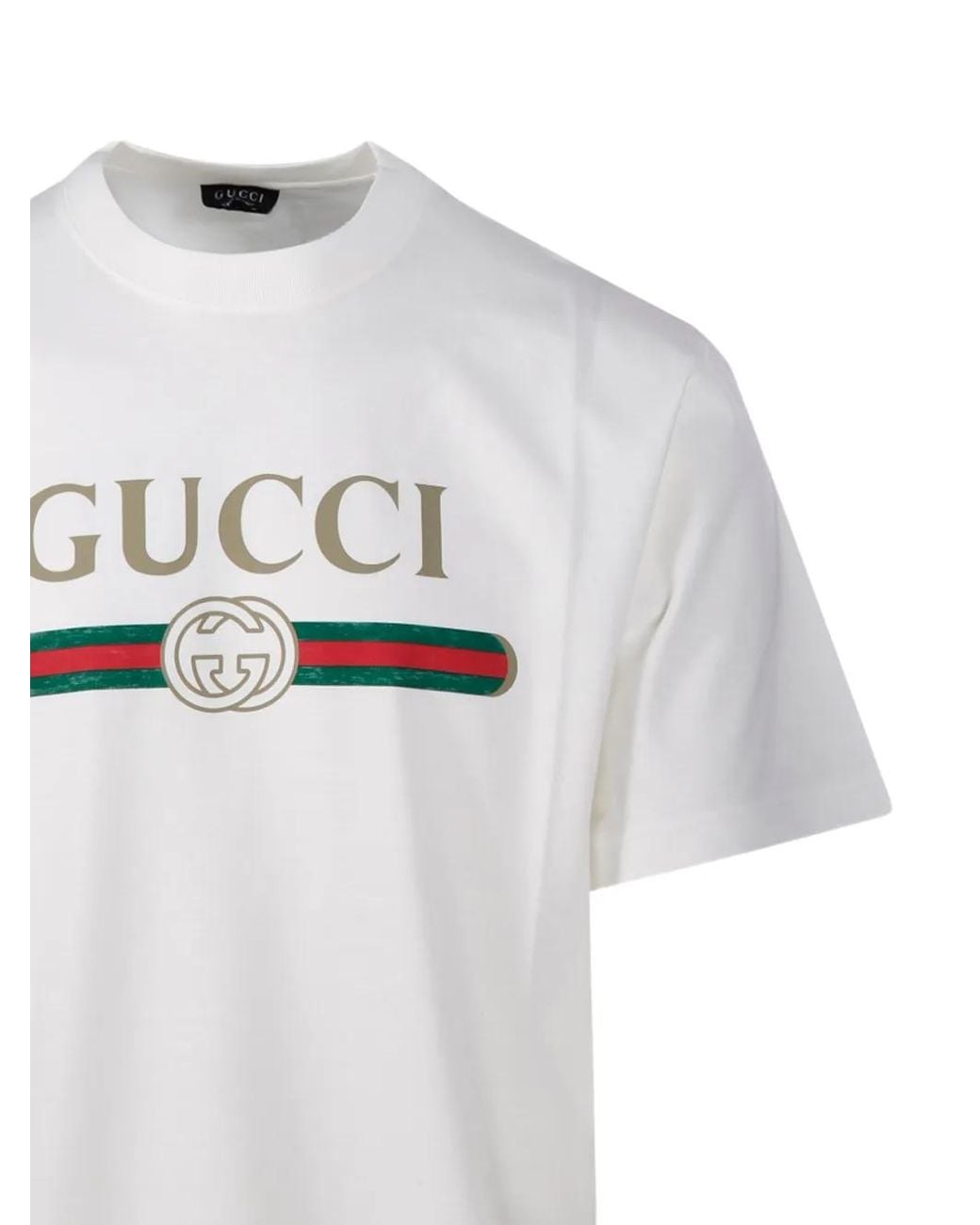Gucci White Logo Cotton T-Shirt for men