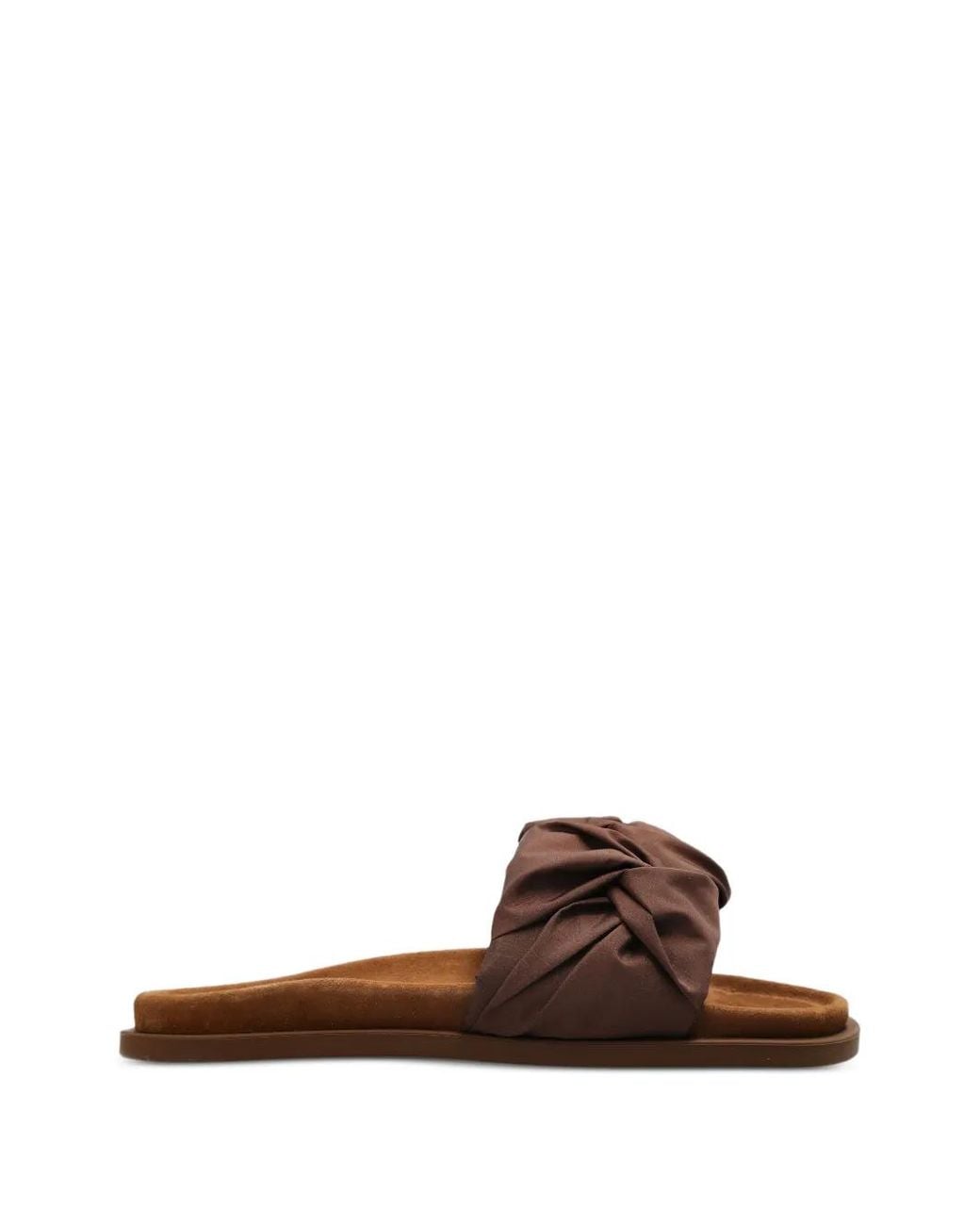 Inuikii Brown Ruched Flat Sandals