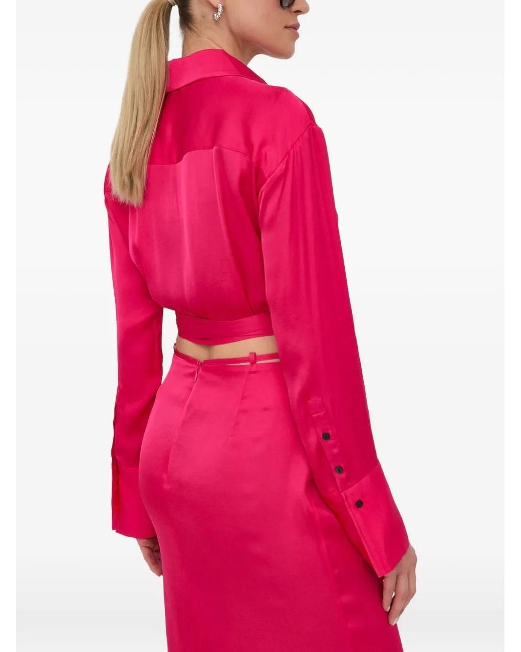 Herskind Pink Wrap Tie-Waist Blouse