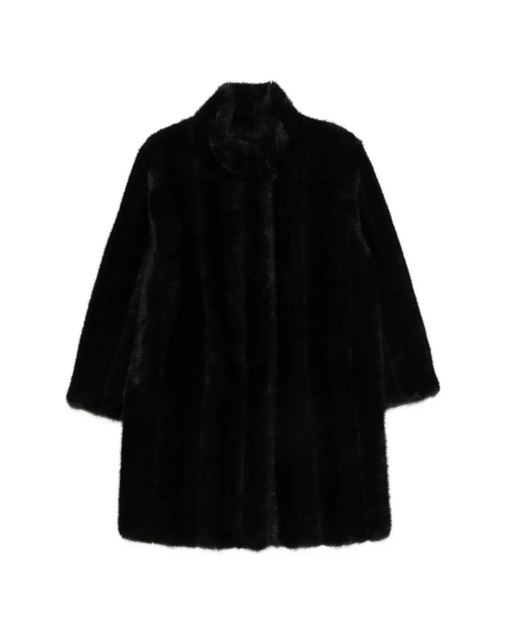 Apparis Black Blair Faux-Fur Stand-Collar Coat