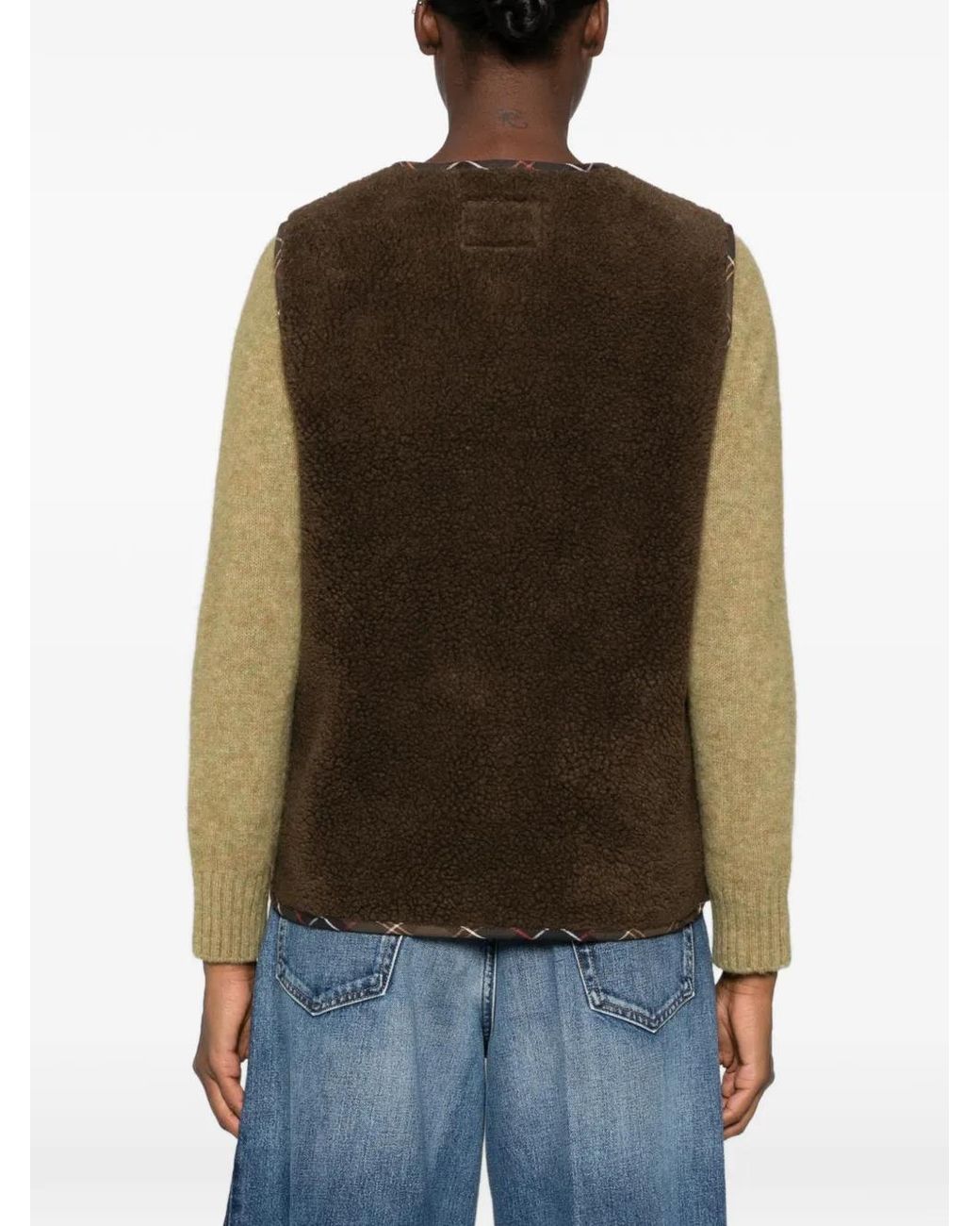 ViCOLO Brown Quilted-Pocket Teddy-Texture Gilet