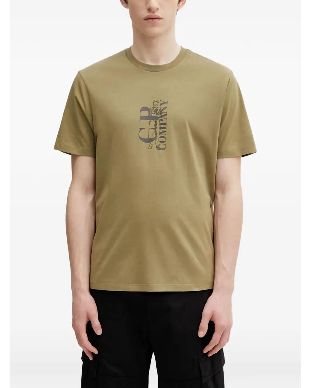 C P Company Green Logo-Print Short-Sleeve T-Shirt for men