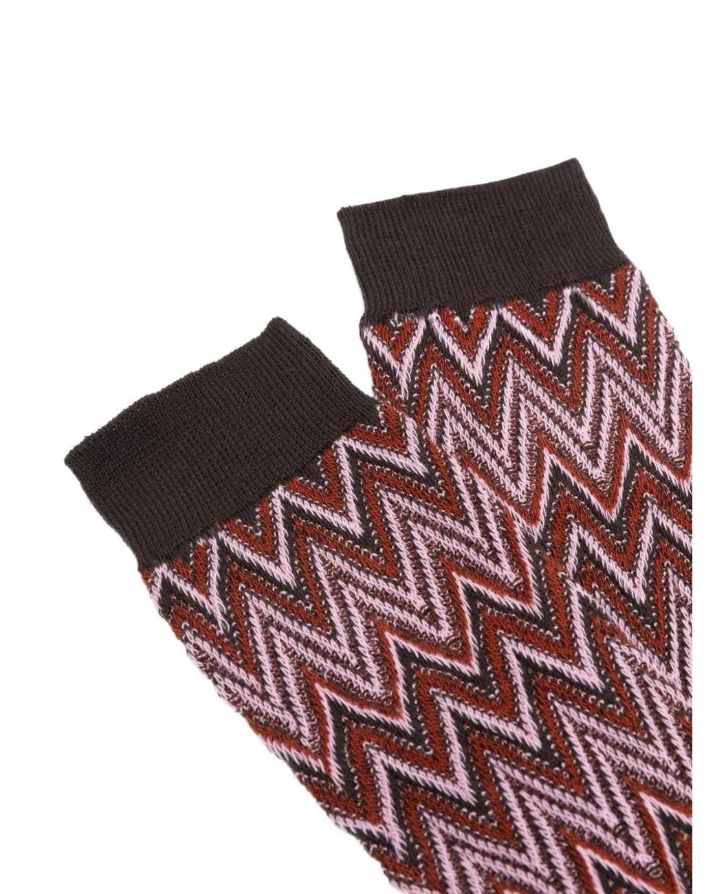 Missoni Red Zigzag-Knit Cotton Socks
