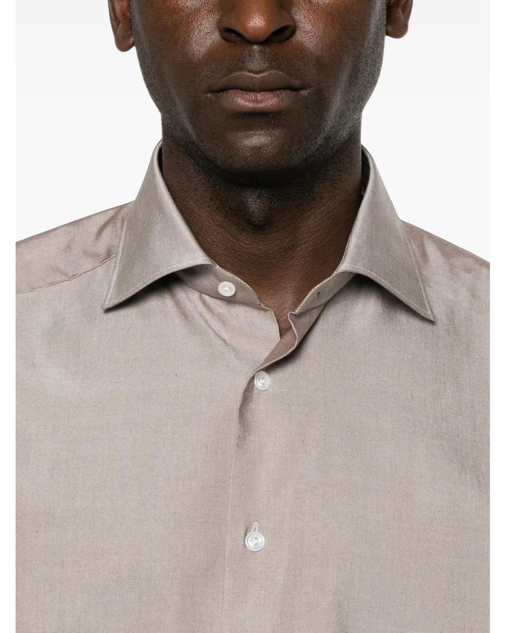 Zegna Gray Long-Sleeve Button-Up Shirt for men