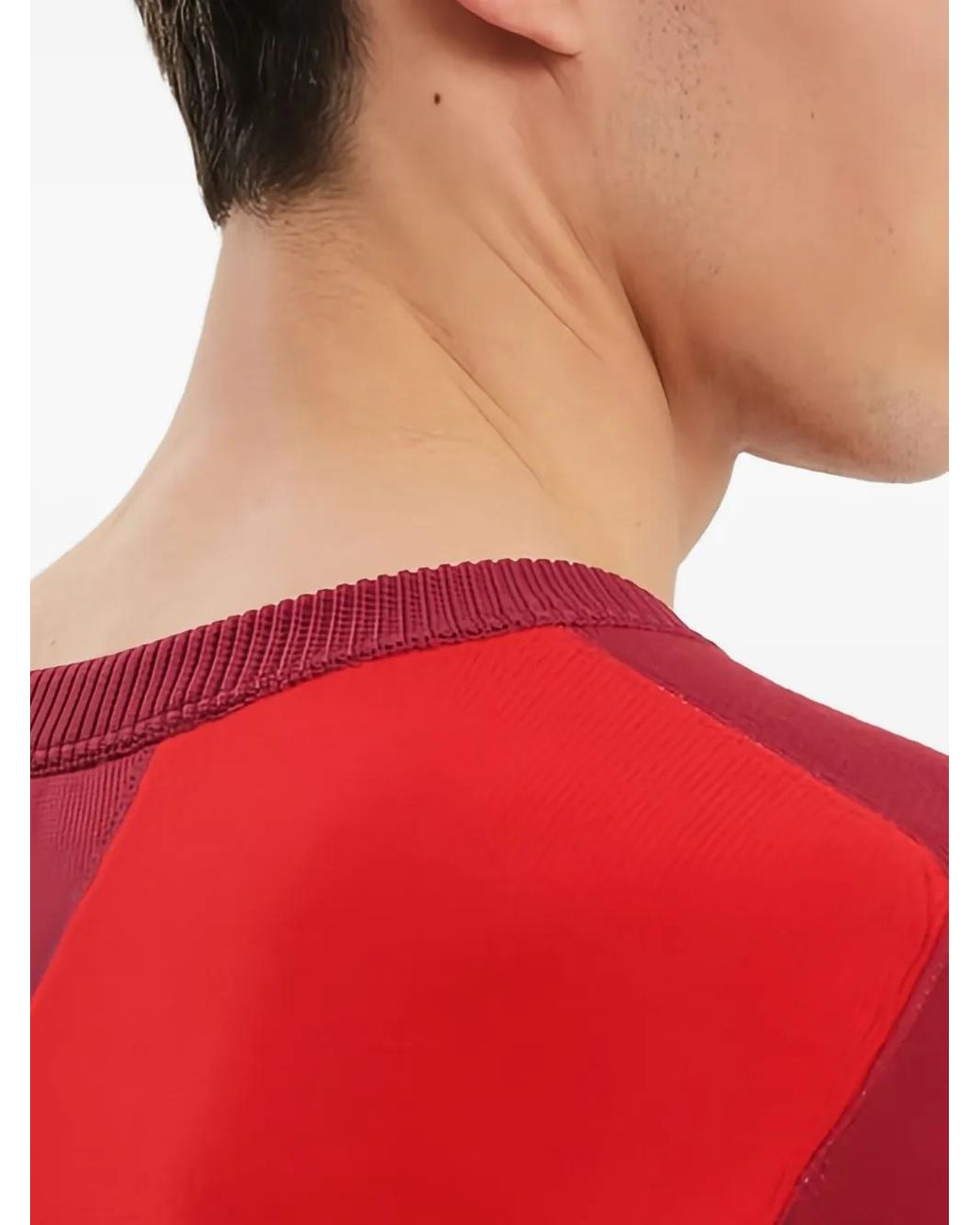 1989 STUDIO Red Crew-Neck Panelled Sweater for men