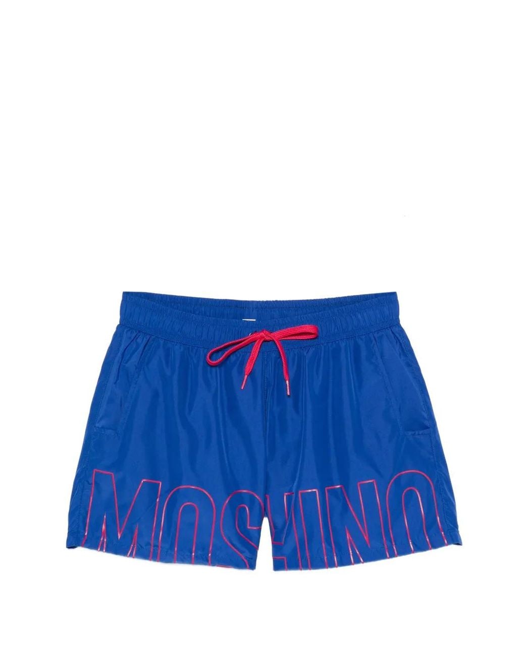 Moschino Blue Logo-Print Drawstring Swim Shorts for men