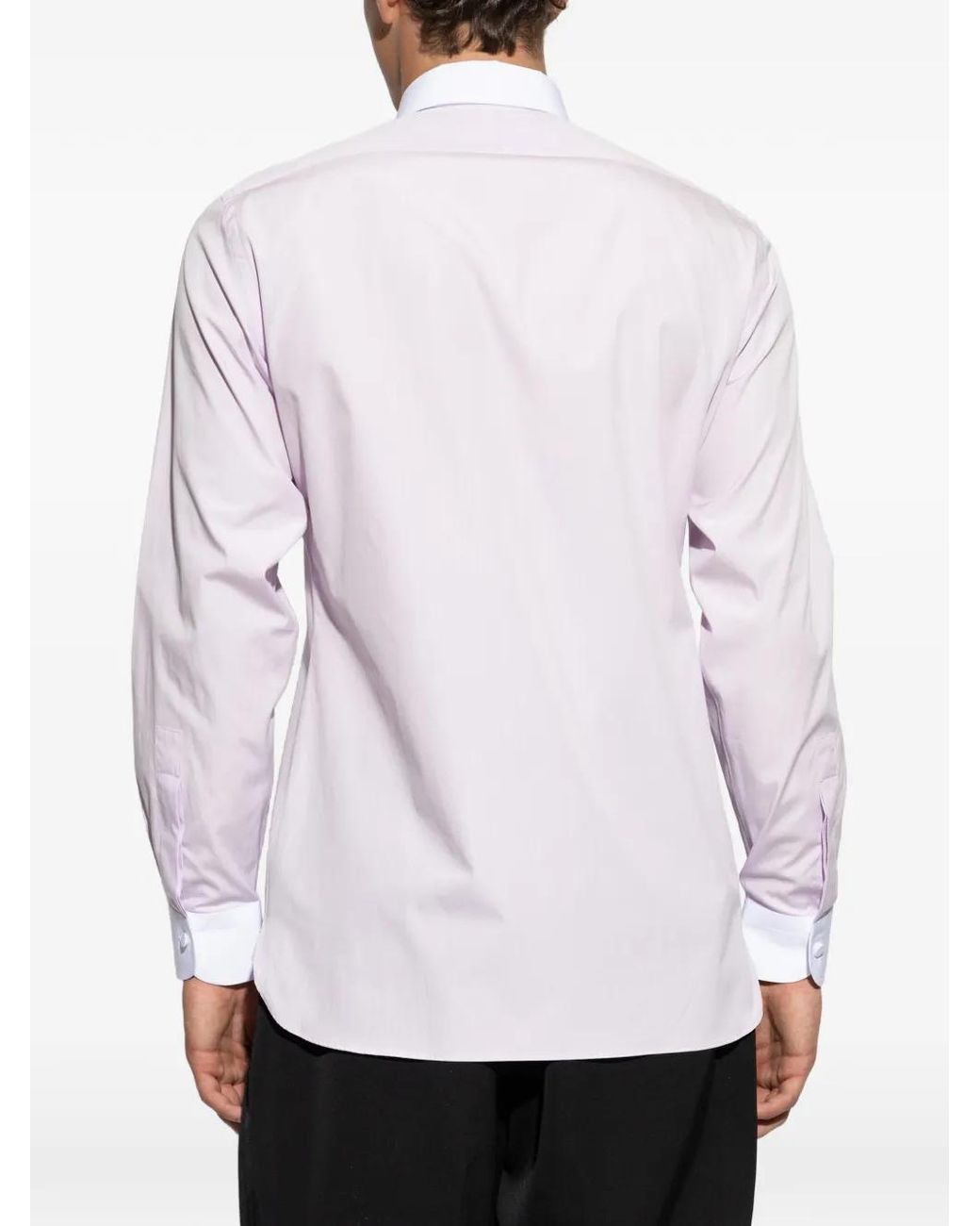 Tom Ford White Contrast-Collar Concealed-Fastening Shirt for men