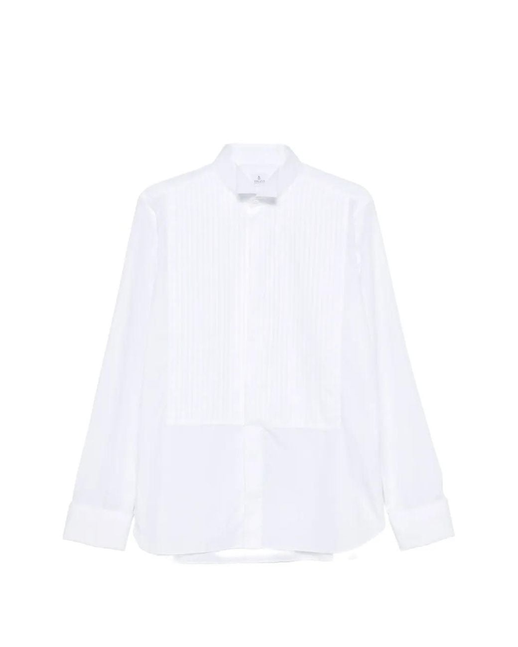 Truzzi White Pleated-Bib Wing-Collar Shirt for men
