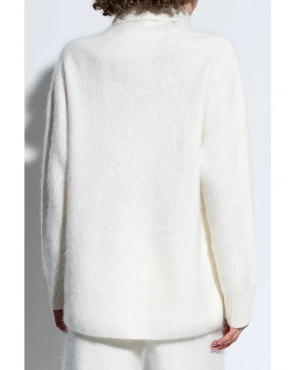 Lisa Yang White Teresa Roll-Neck Jumper