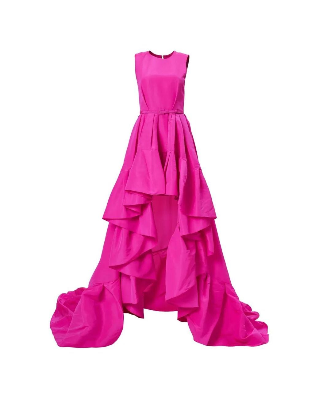 Carolina Herrera Pink Ruffle-Hem High-Low Gown