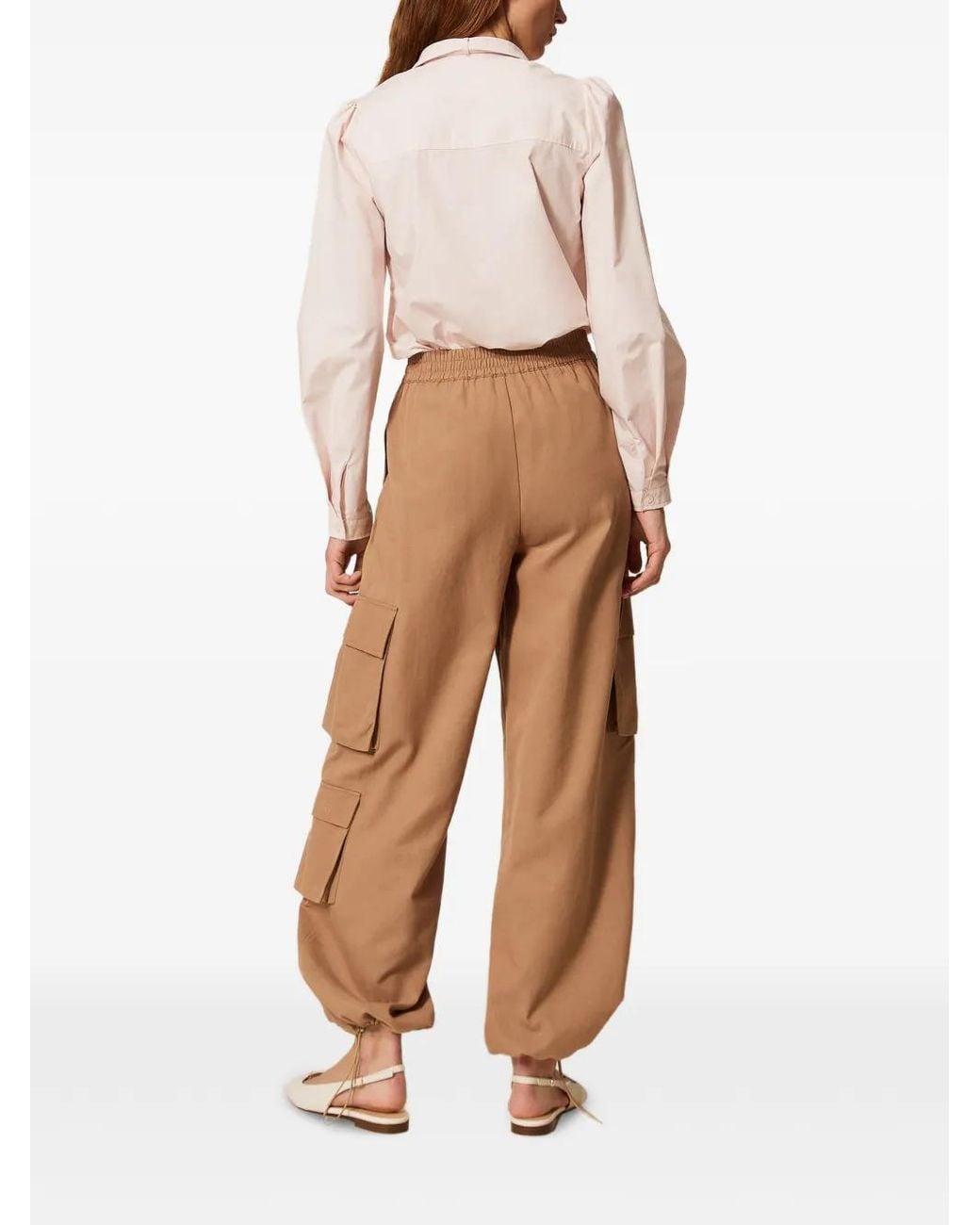 Twinset Natural Lyocell And Cotton Joggers
