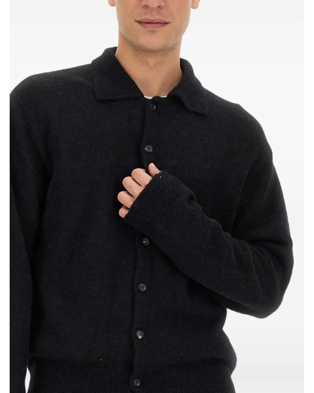 Our Legacy Black Button-Up Polo Shirt for men