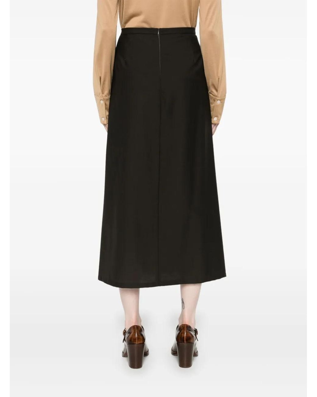 Fabiana Filippi Black Pleated Midi Skirt