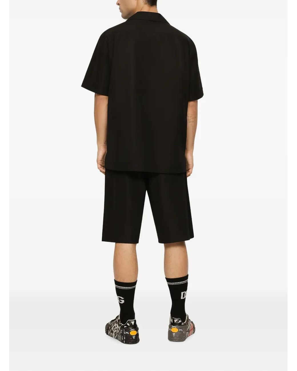 Dolce & Gabbana Black Logo-Tag Cotton Shirt for men